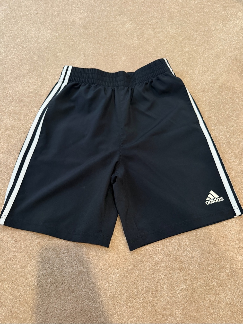 adidas Black Sport Shorts with White Side Stripes